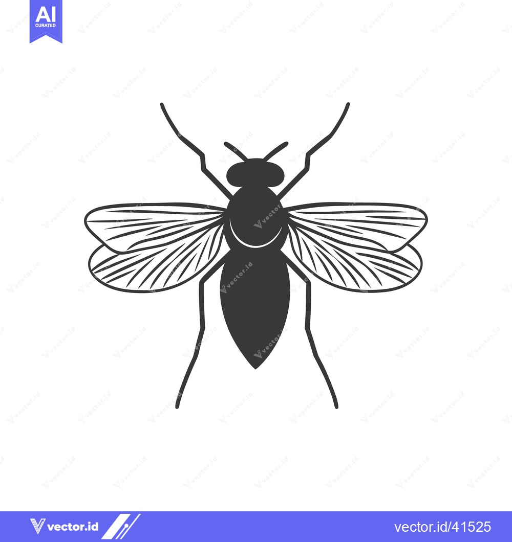 Premium Vector dari A simple black and white illustration of a small flying insect