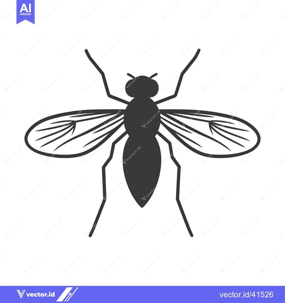 Premium Vector of A simple black silhouette depicting an insect with wings outstretched