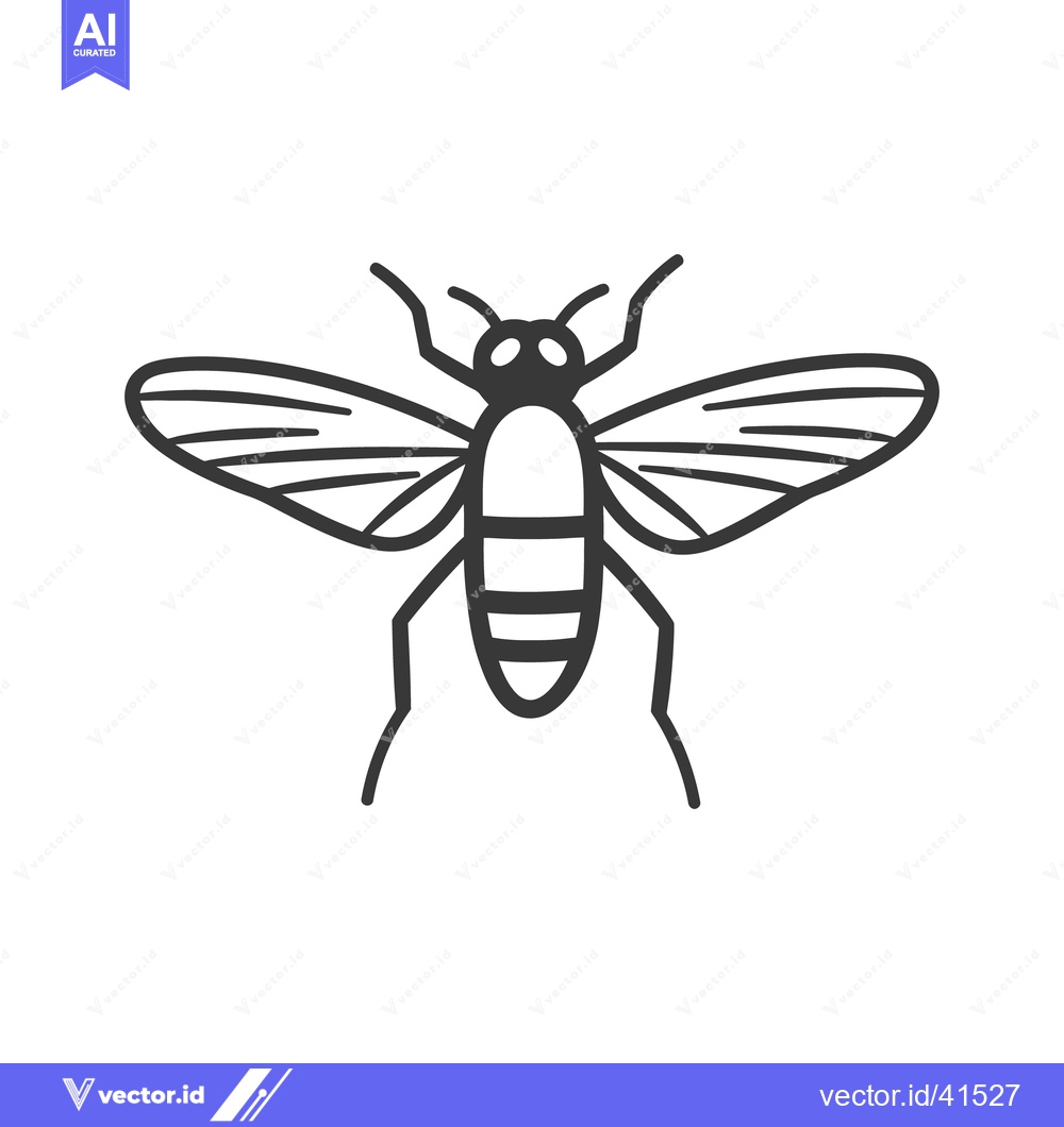 Premium Vector dari A simple black and white insect illustration with open wings