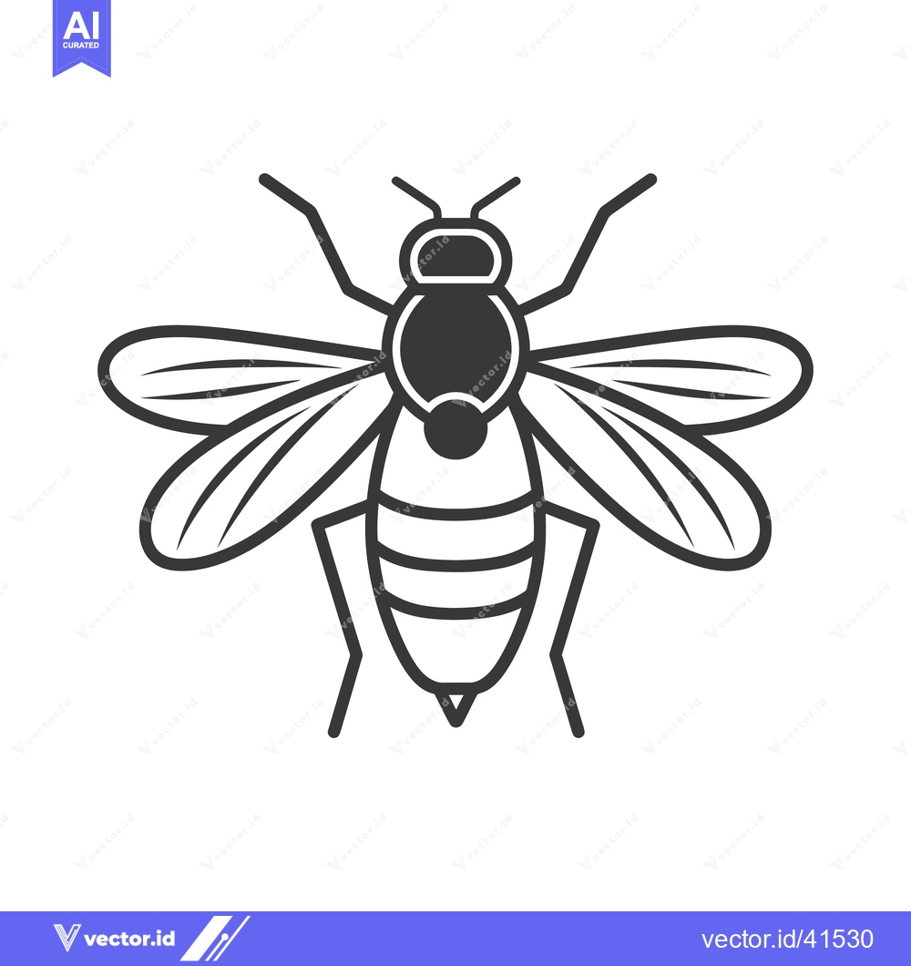 Premium Vector dari A simple black and white illustration of a flying insect