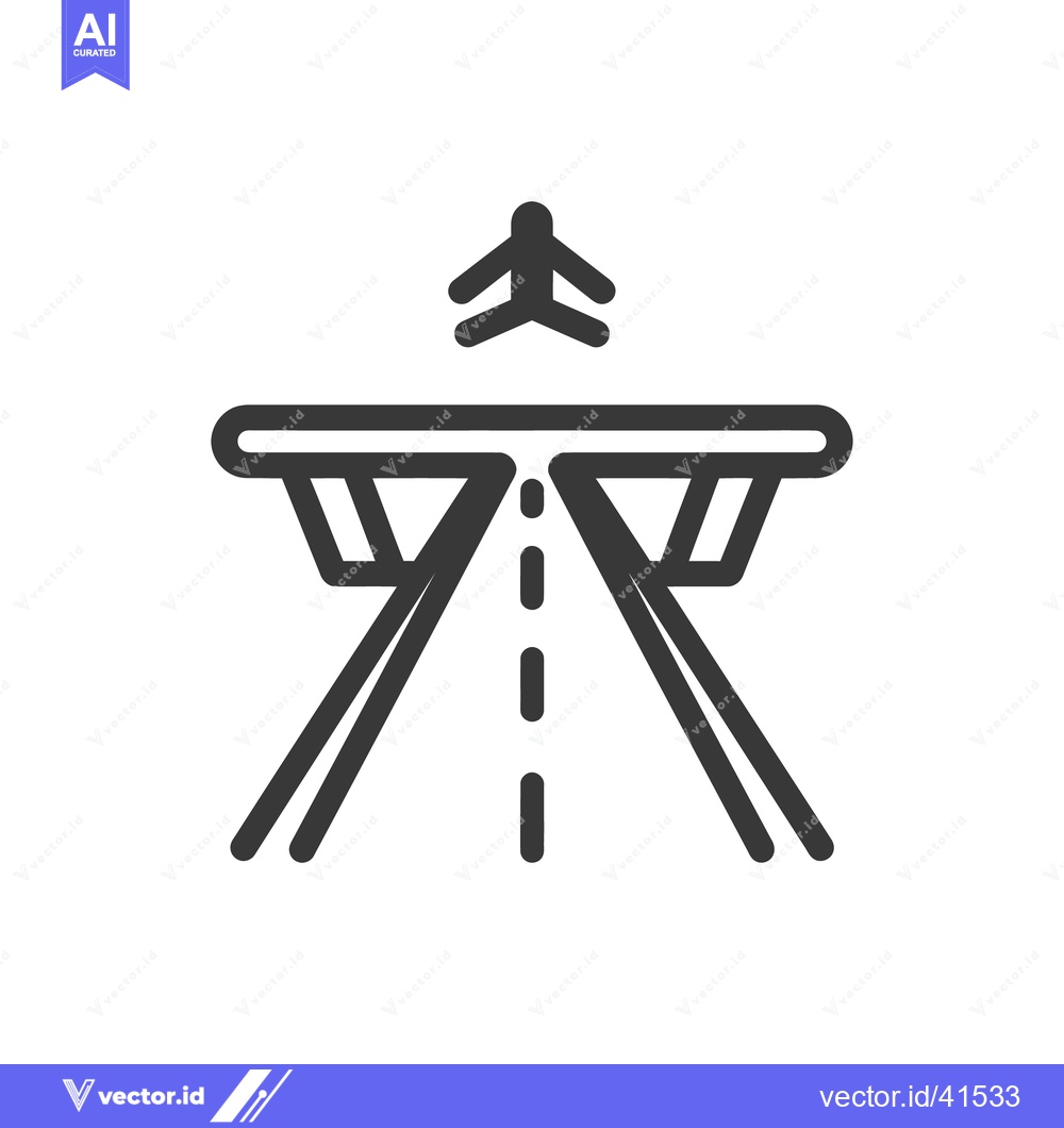 Premium Vector dari Minimalist Airplane Icon Taking Off From Runway Bridge