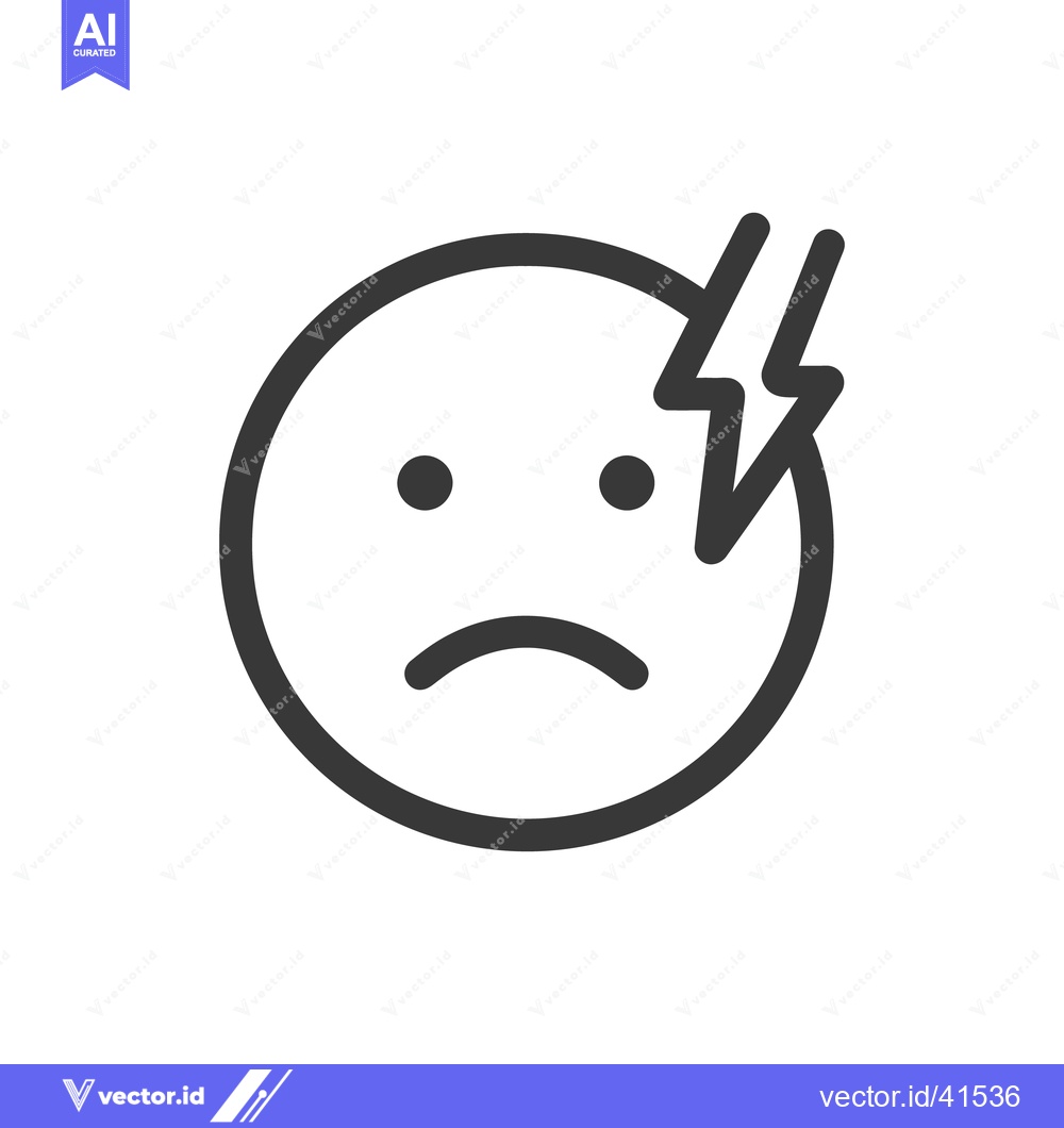 Premium Vector of Frustrated Emoji with Lightning Bolt: Icon of Stress and Overload