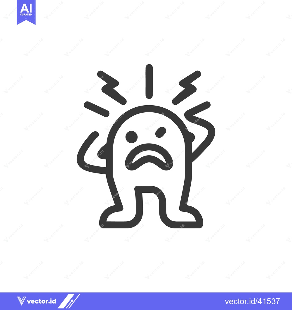 Premium Vector dari Cartoon Character in Distress, Head in Hand, Lightning Bolts