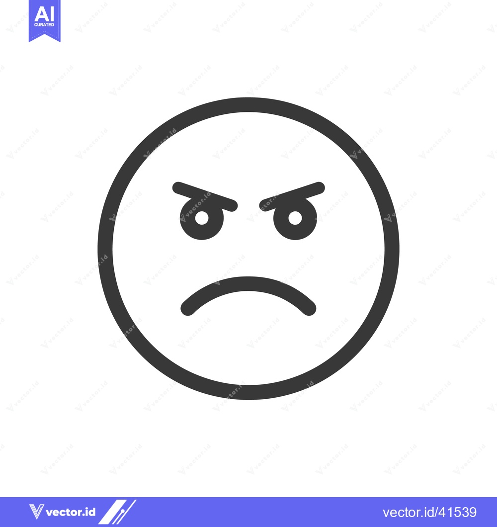 Premium Vector dari Angry Emoji Icon: Minimalist Design with Frowning Expression and Sharp