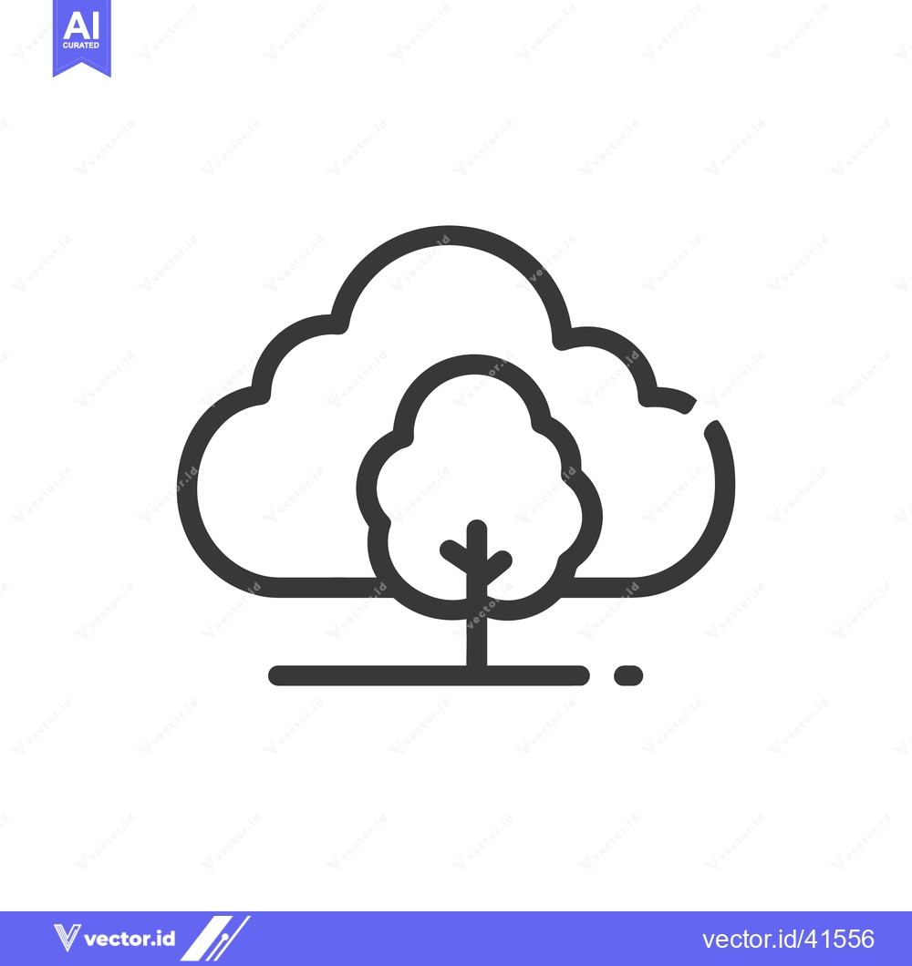 Premium Vector dari Minimalist Tree in Cloud Icon, Nature and Technology Fusion