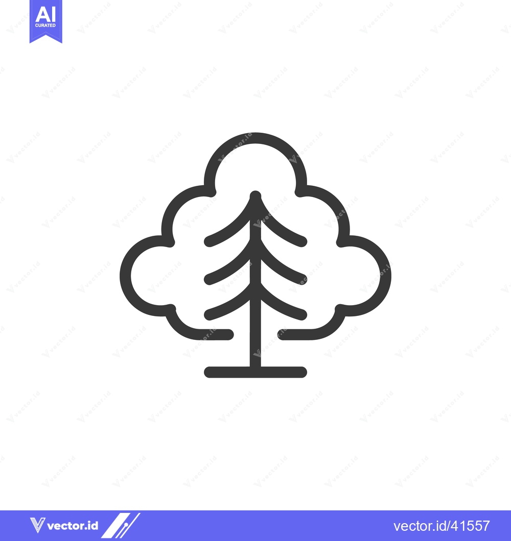 Premium Vector of Minimalist Tree Icon: Simple Line Art of Nature's Beauty
