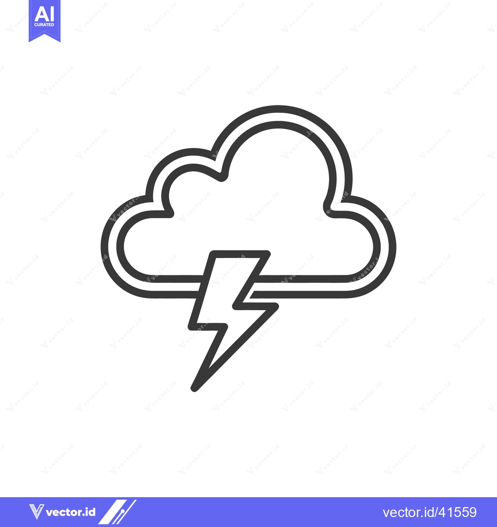 Premium Vector dari Minimalist Cloud and Lightning Bolt Icon: Weather Concept Illustration