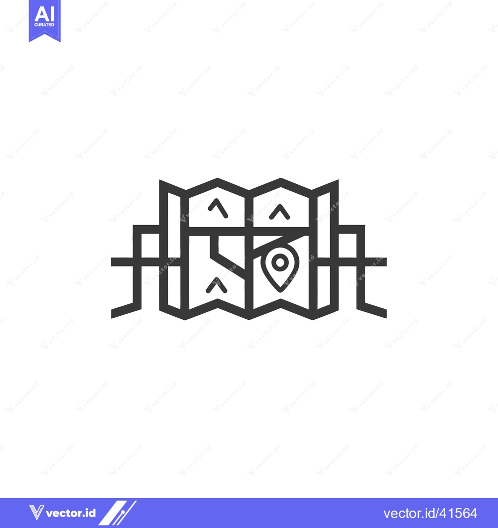 Premium Vector dari Folded Map with a Location Pin and Arrows
