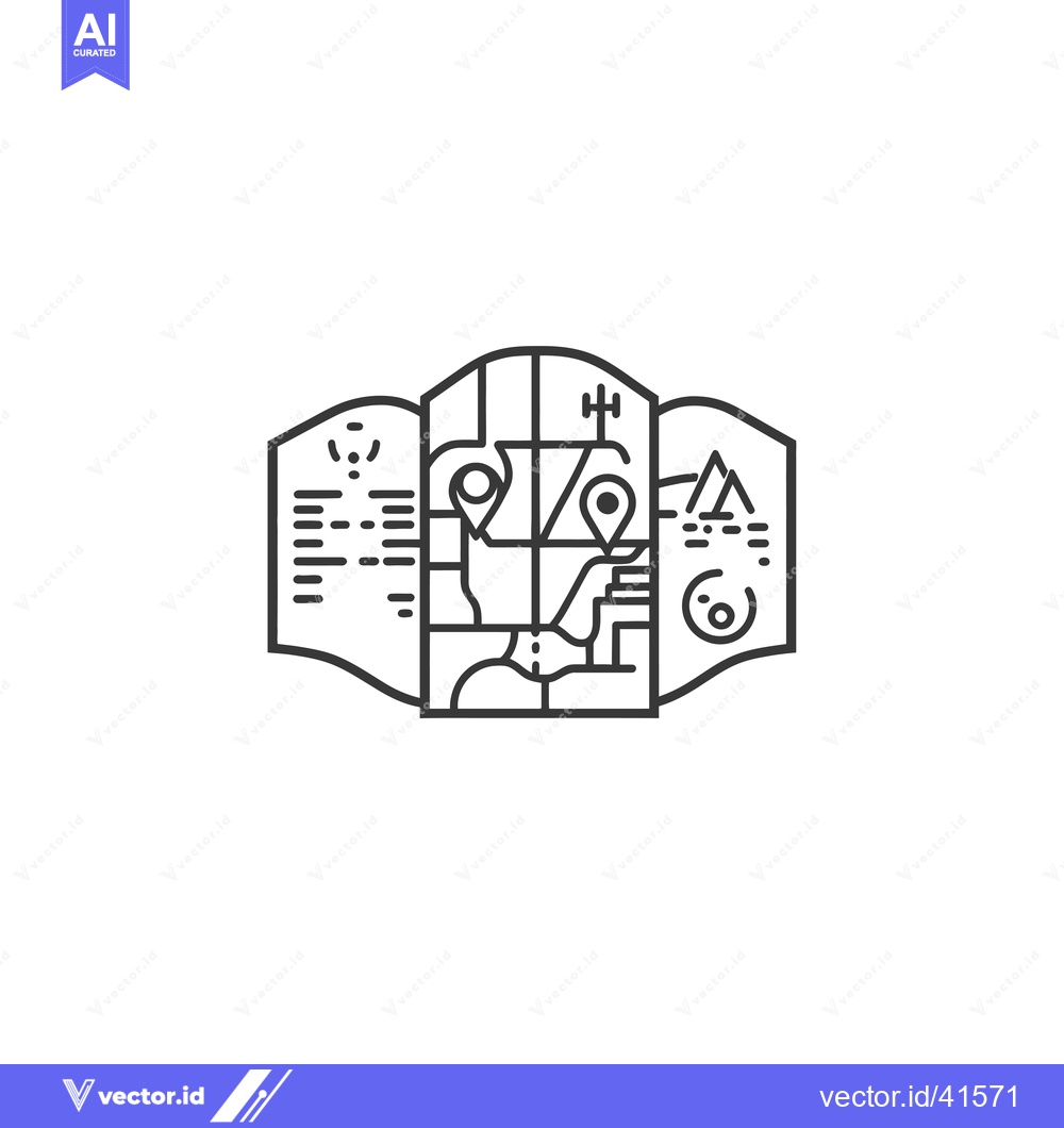 Premium Vector dari Folded Map with Location Pins, Symbols, and Information Panels