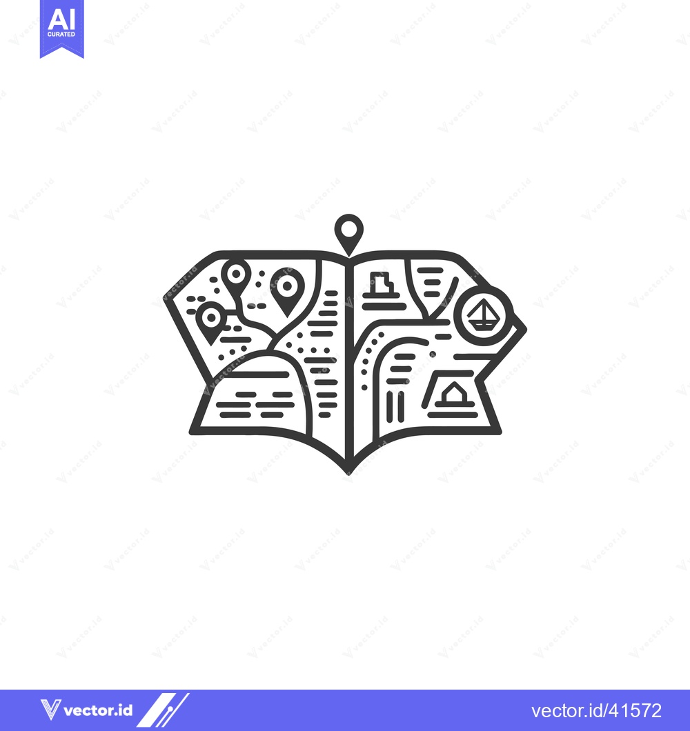 Premium Vector dari Folded Map with Pin and Location Markers