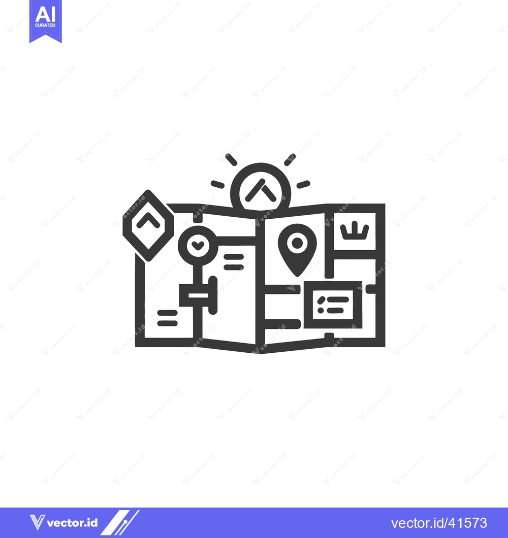 Premium Vector dari Folded Map with Pin and Various Icons