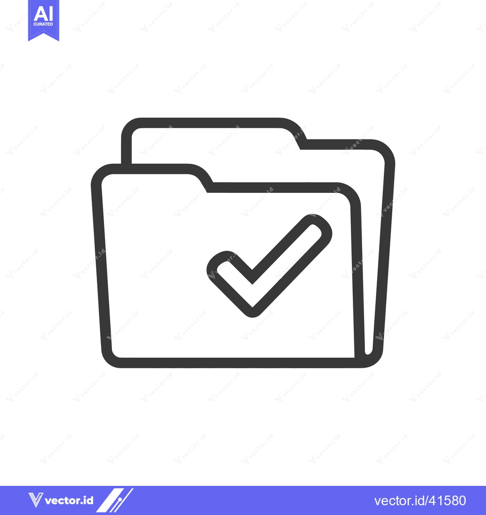 Premium Vector dari Completed Folder Icon: Dark Outline with Check Mark Symbol