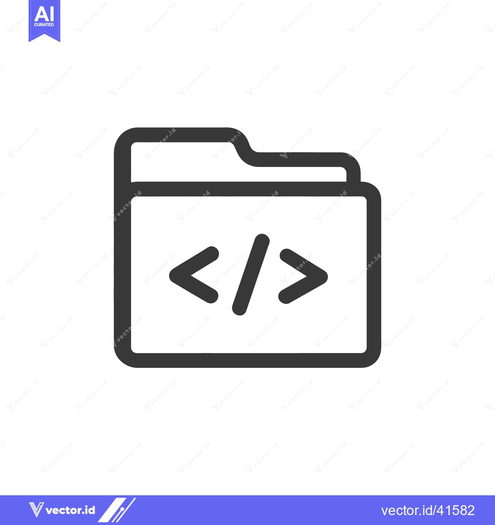 Premium Vector dari Code Folder Icon: Minimalist Design for Software Development and Progr