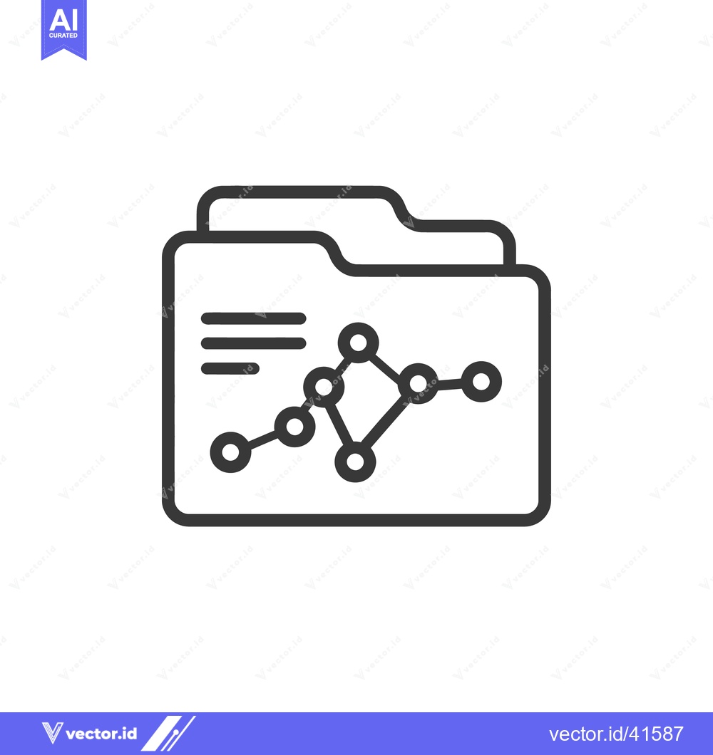 Premium Vector dari Data Analysis Folder Icon with Graph and Lines, Minimalist Style