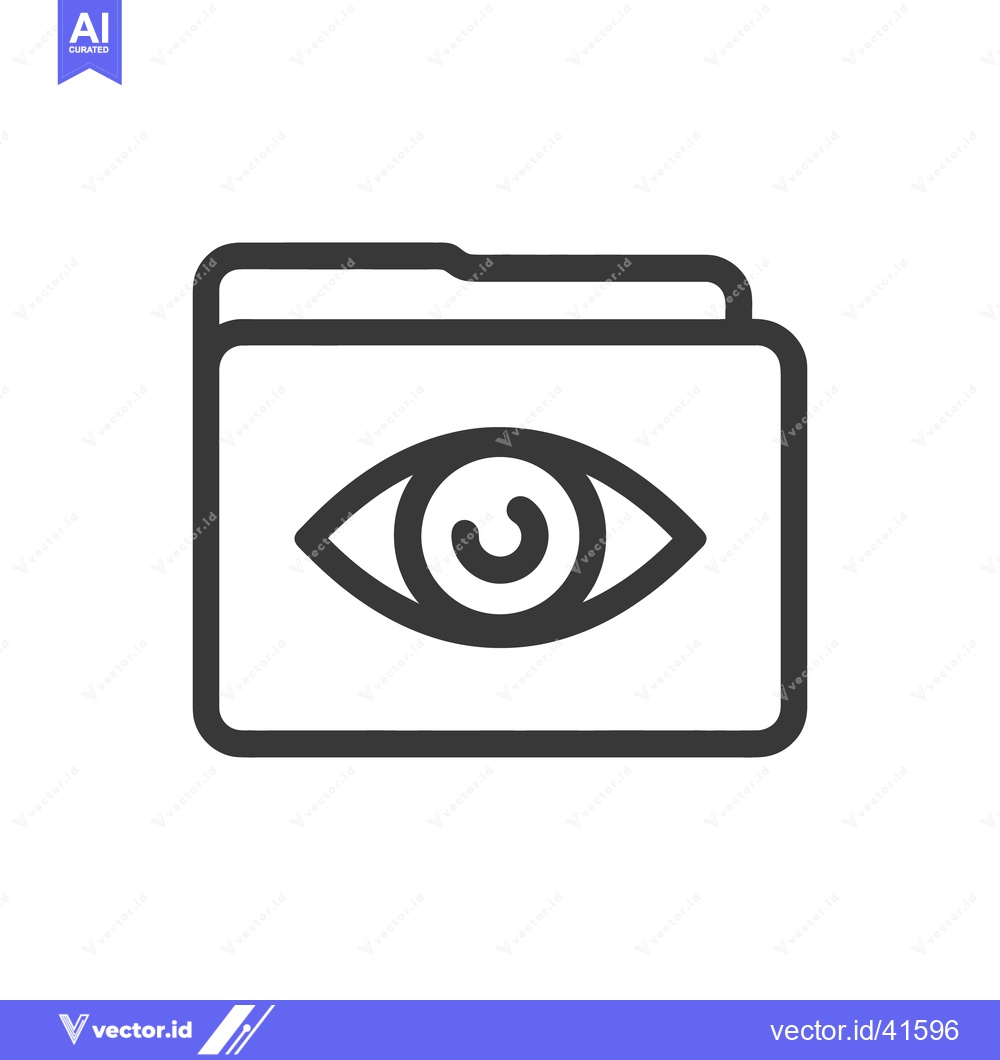 Premium Vector of Eye Icon on Folder: Data Surveillance, Privacy Concept, Outline Style
