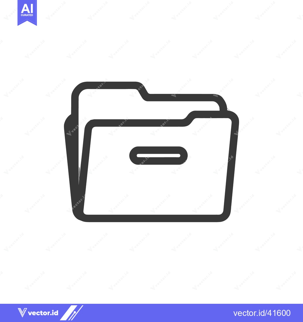 Premium Vector dari Minimalist Folder Icon: Dark Gray Outline on White Background, Simple