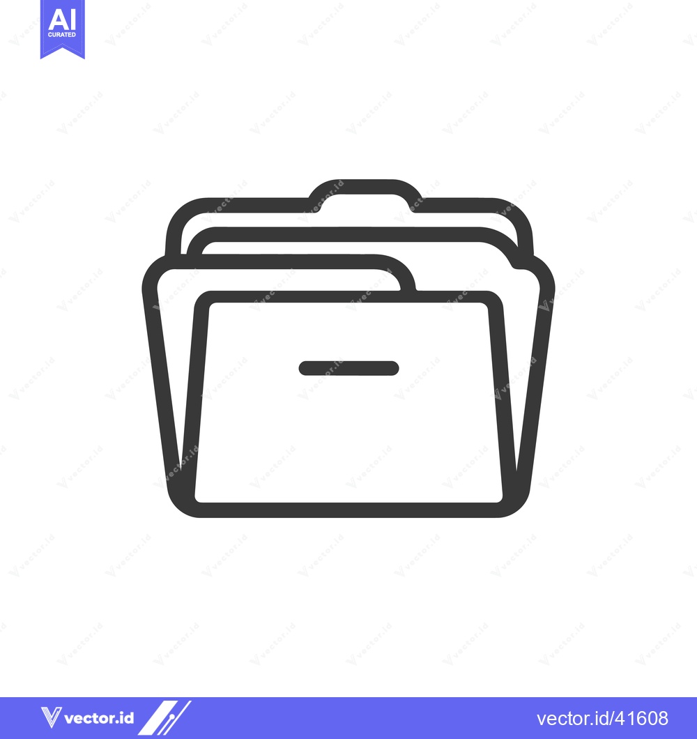 Premium Vector dari Minimalist Open Folder Icon with Documents, Dark Gray Outline on White