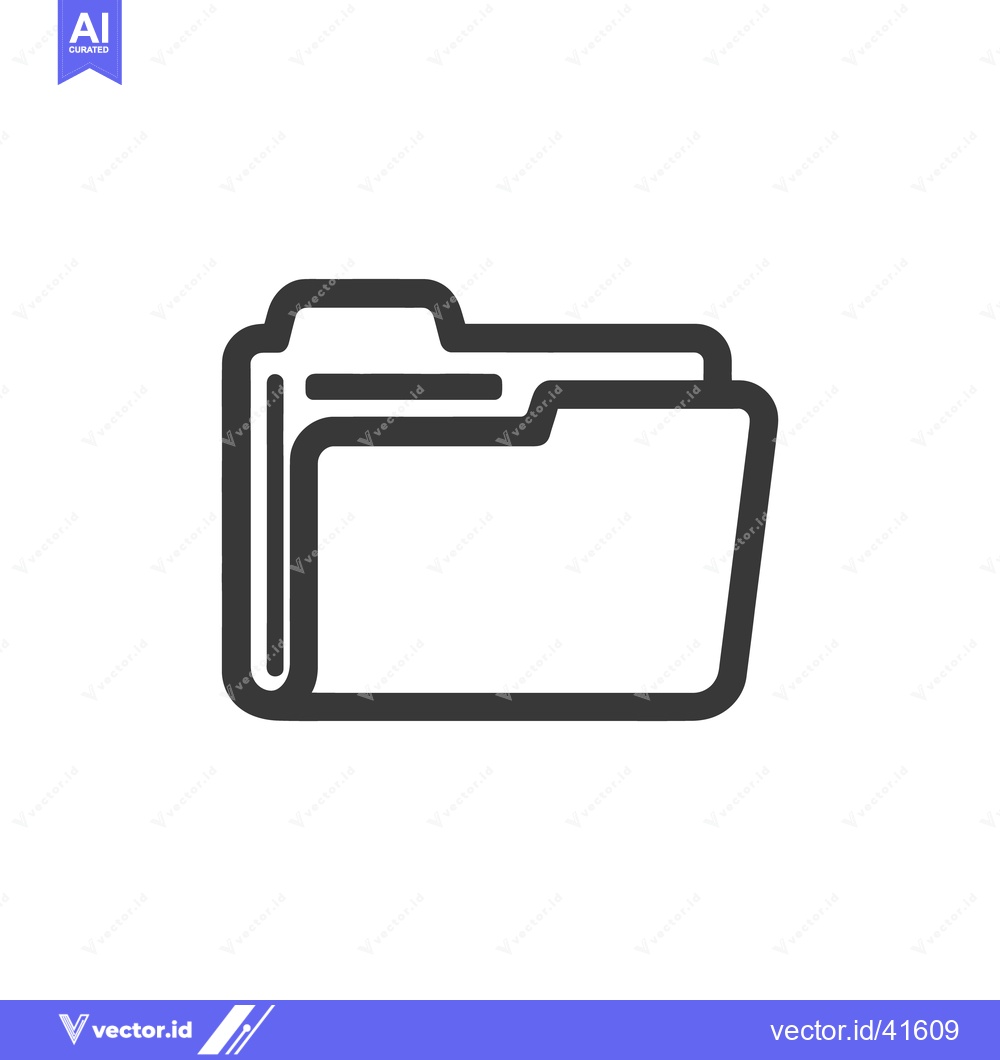 Premium Vector dari Minimalist Folder Icon: Clean, Bold Outline on White Background for Da