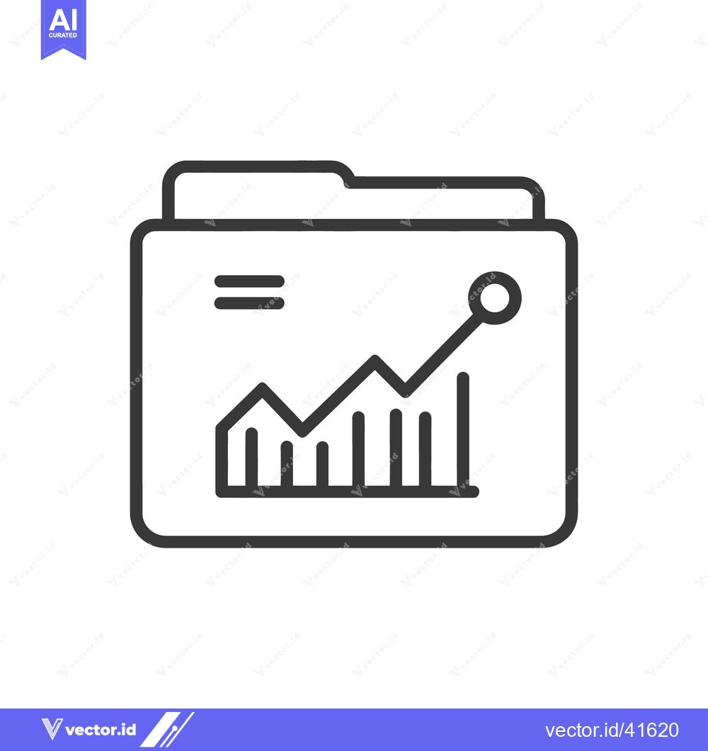 Premium Vector of Data Folder with Ascending Graph, Business Analytics Icon