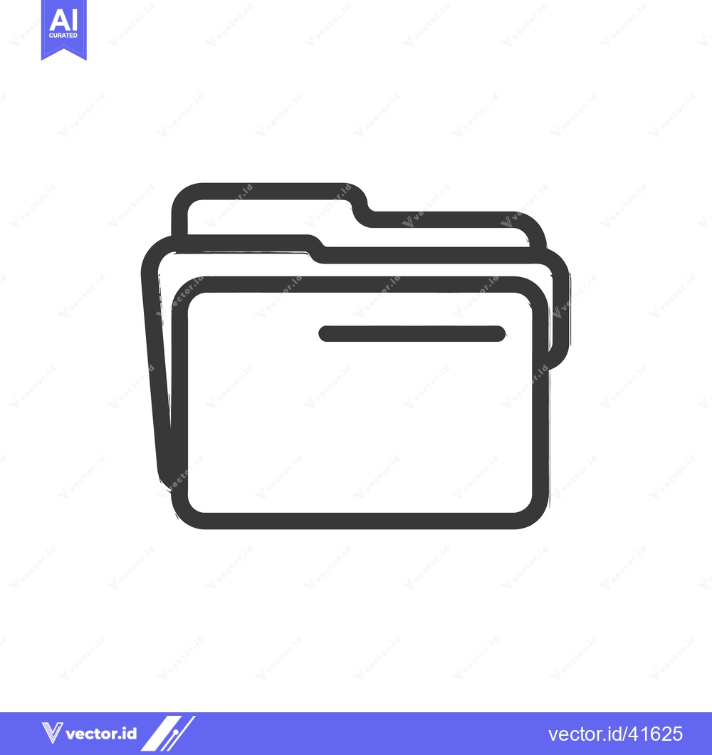 Premium Vector of Minimalist Folder Icon with Brushstroke Edges on White Background