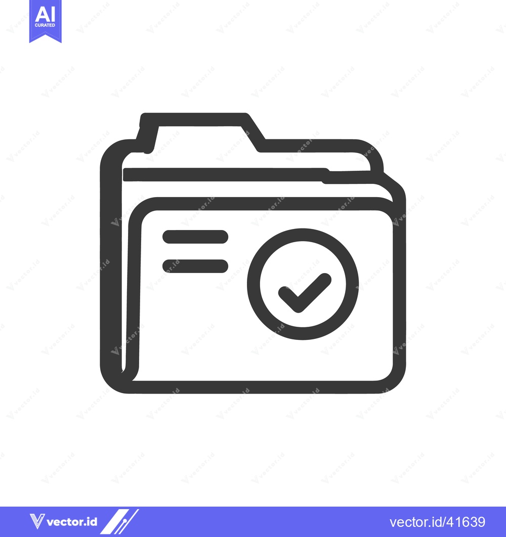 Premium Vector of Completed Folder Icon: Checkmark Symbolizing Success and Organization