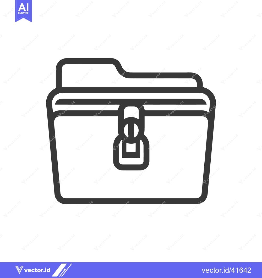 Premium Vector dari Minimalist Folder Icon with Unique Lock Detail, Outline Style