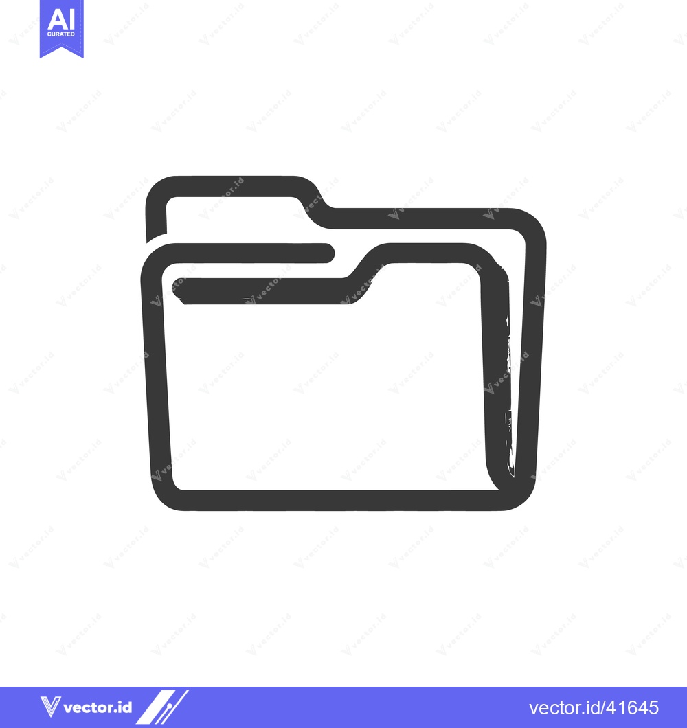 Premium Vector dari Rough Edged Folder Icon, Dark Gray on White Background