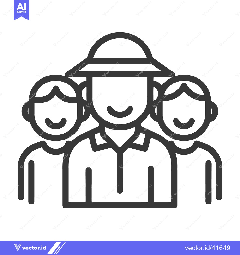 Premium Vector of Three smiling people depicted as a simple group icon graphic