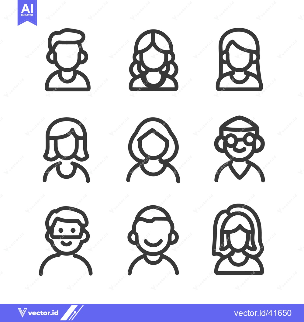 Premium Vector of Simple Outline Drawings Representing Different Male and Female Individ
