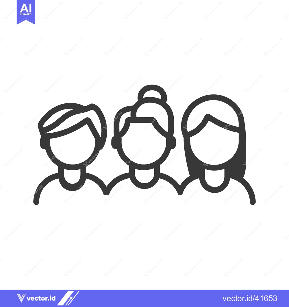 Premium Vector dari Three people stand together in a simple graphic icon illustration