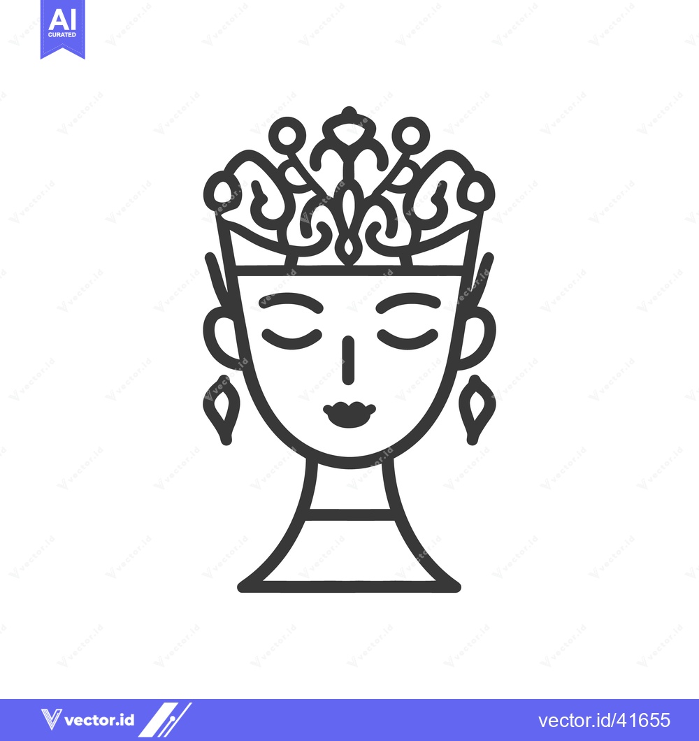 Premium Vector dari Stylized illustration of a face with a crown and closed eyes
