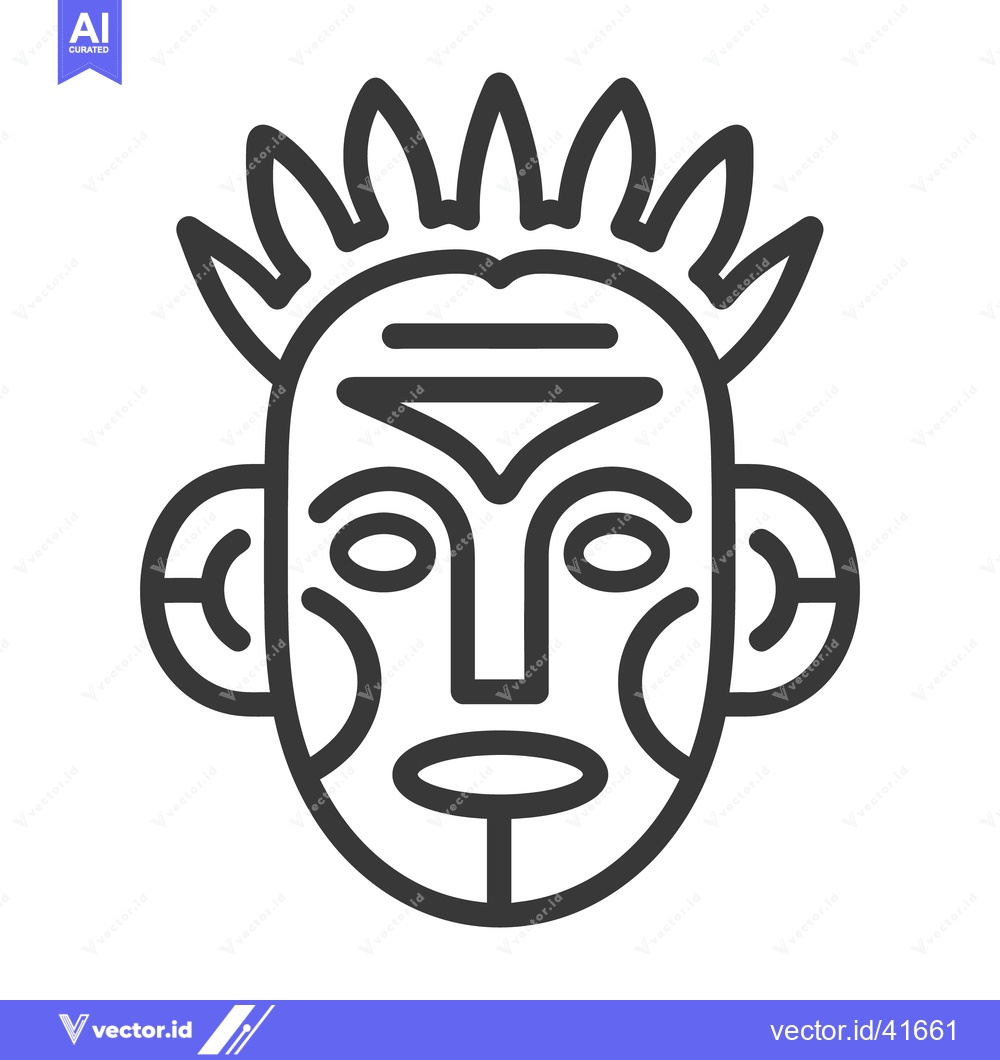 Premium Vector of A stylized monochrome drawing of an tribal ceremonial mask