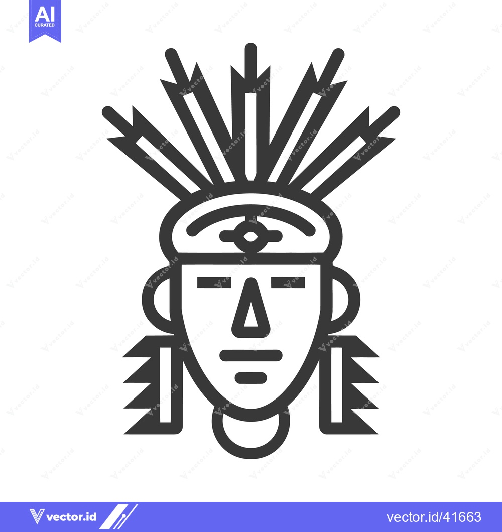 Premium Vector of A geometric illustration of a Native American man with a headdress