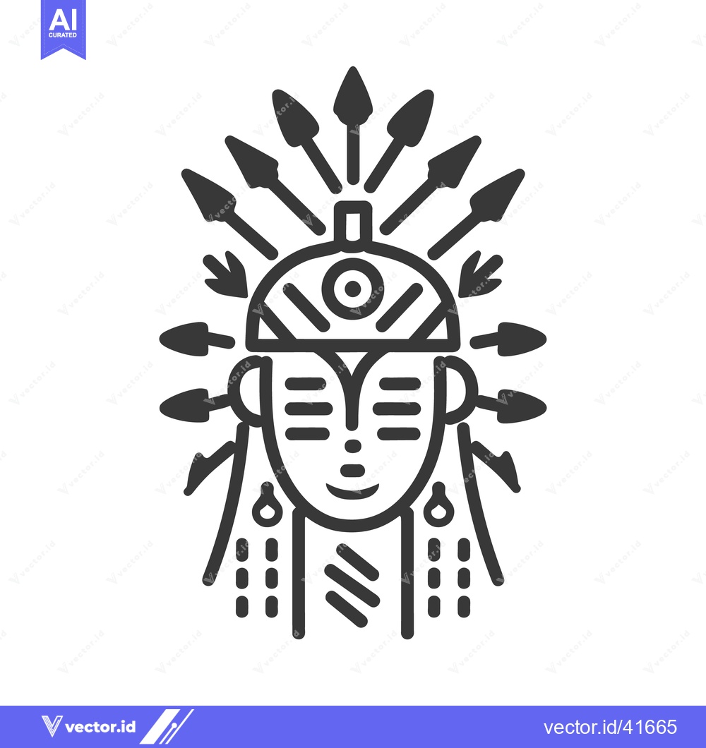 Premium Vector dari A stylized portrait depicting a person wearing a headpiece of arrows