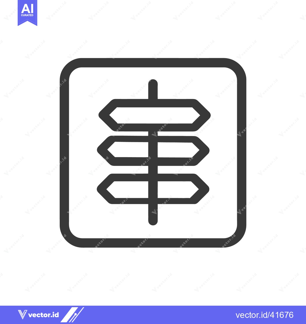 Premium Vector of Minimalist Signpost Icon: Directional Choices in Black and White