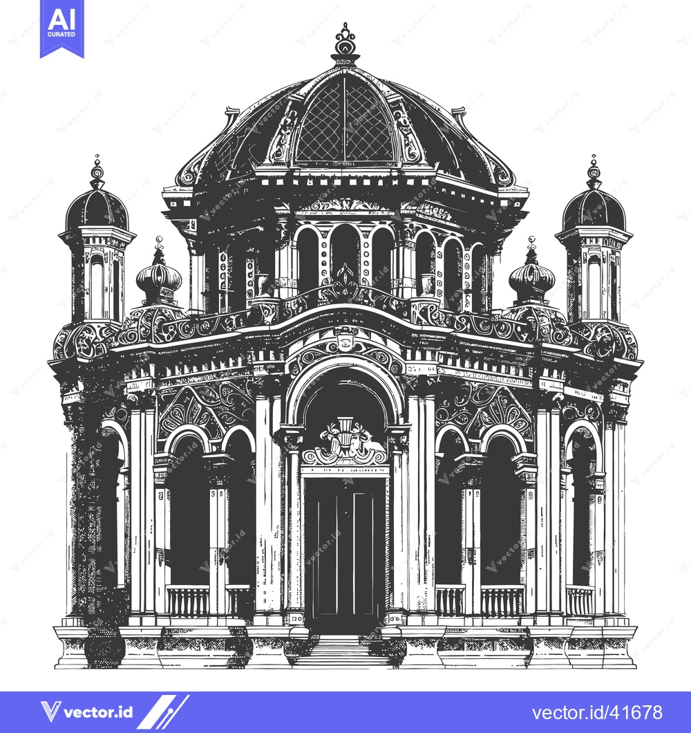 Premium Vector dari Ornate Architectural Drawing Of A Grand Building