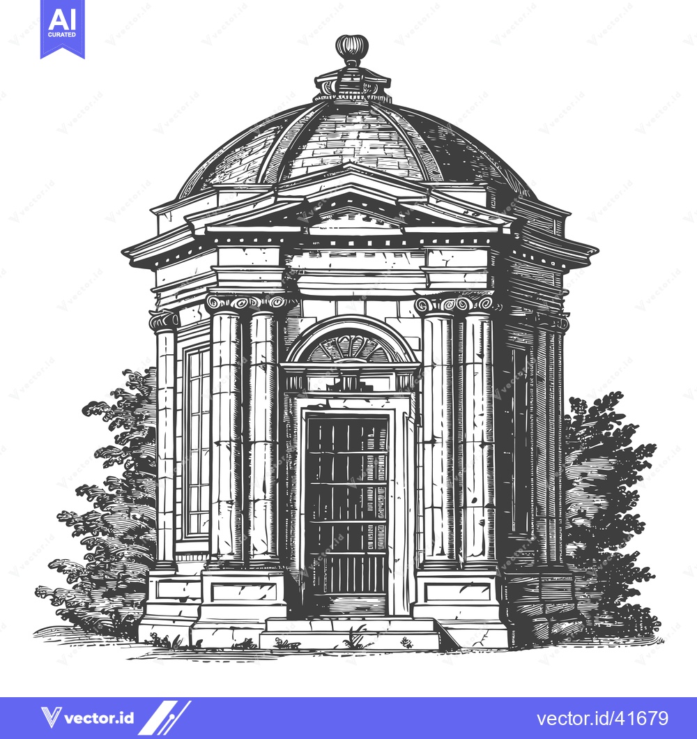 Premium Vector dari Classical Style Domed Pavilion Surrounded By Greenery