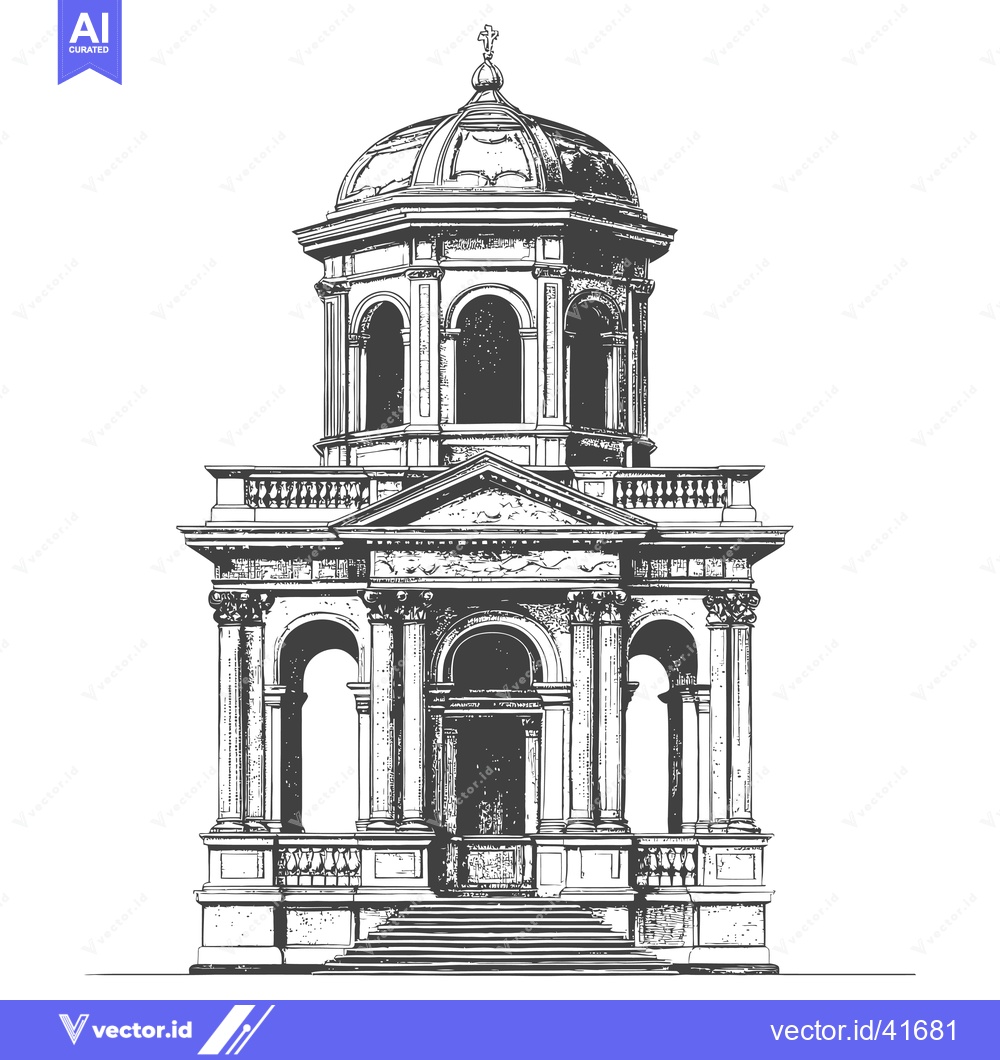 Premium Vector dari Elegant Classical Structure With Dome And Columns