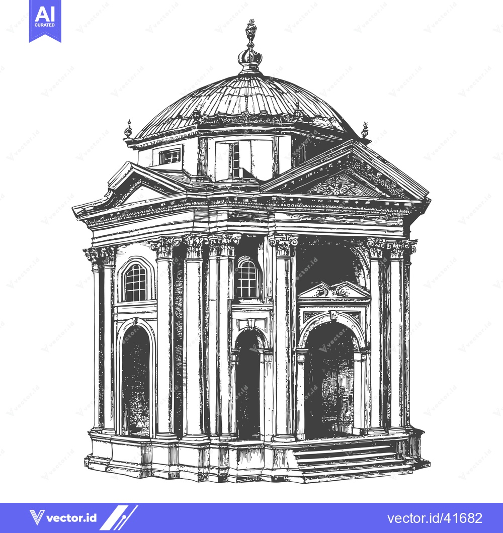 Premium Vector of Classical Style Rotunda Architectural Drawing