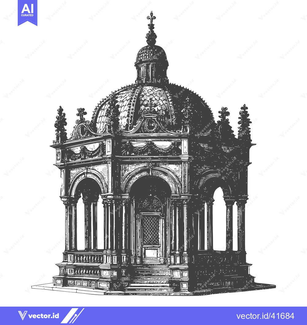 Premium Vector dari Elegant Architectural Drawing Of A Classical Style Pavilion