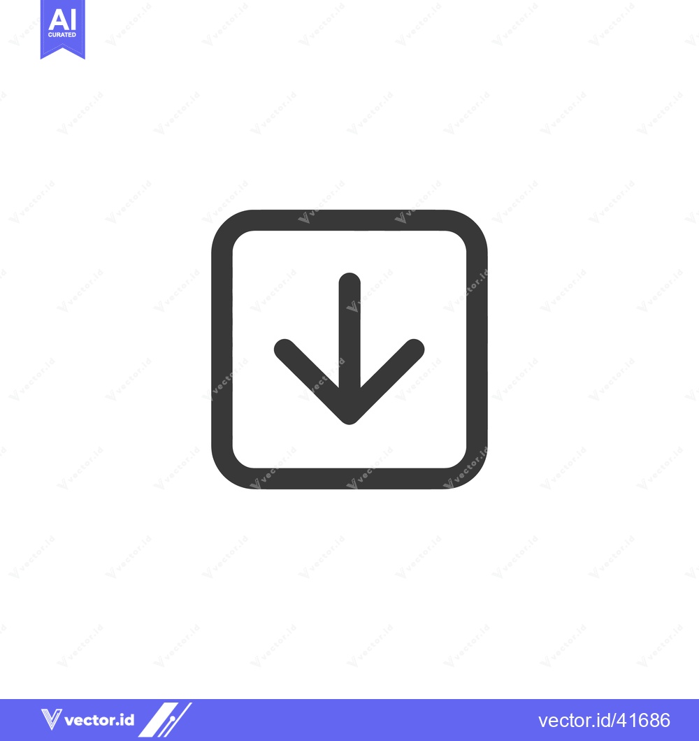 Premium Vector of Download Icon: Bold Arrow in Rounded Square Frame, Simple Design