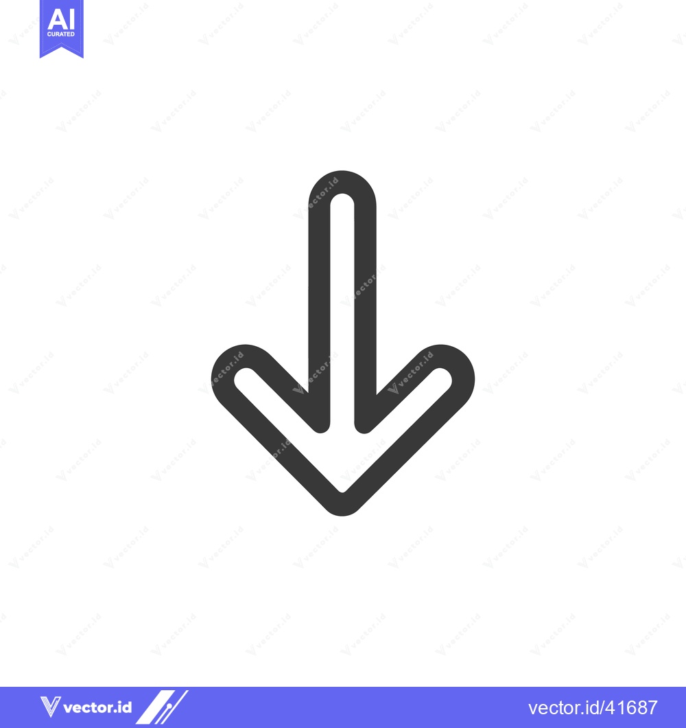 Premium Vector dari Bold Down Arrow Icon with Rounded Edges on White Background