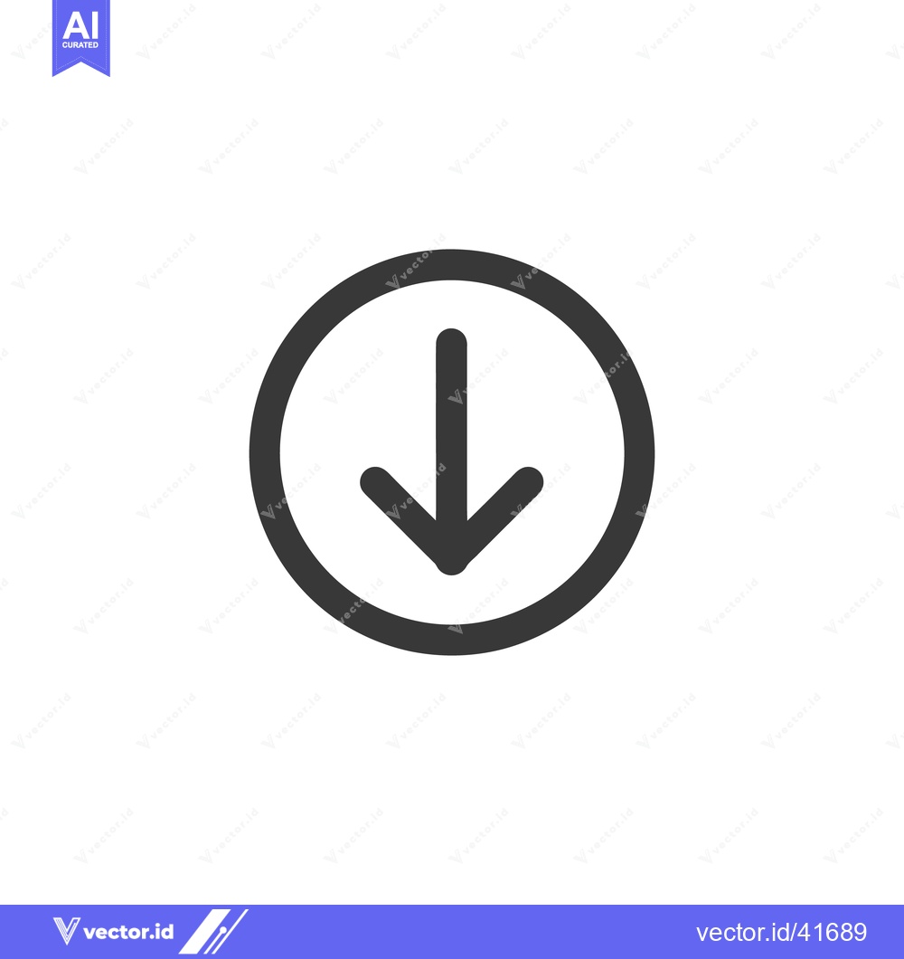 Premium Vector dari Simple Down Arrow Icon in Circle, Minimalist Design on White Backgroun