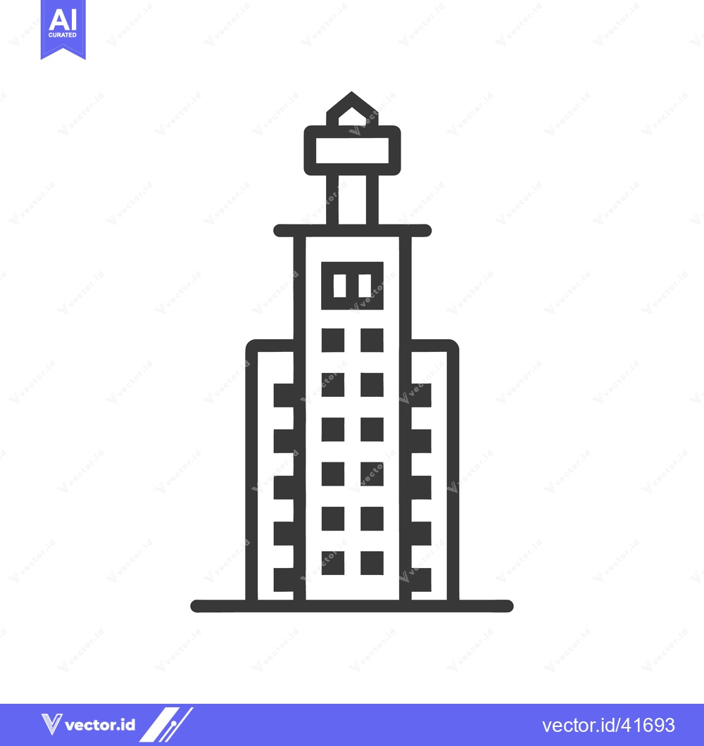 Premium Vector of A tall linear skyscraper building with multiple windowed stories shown
