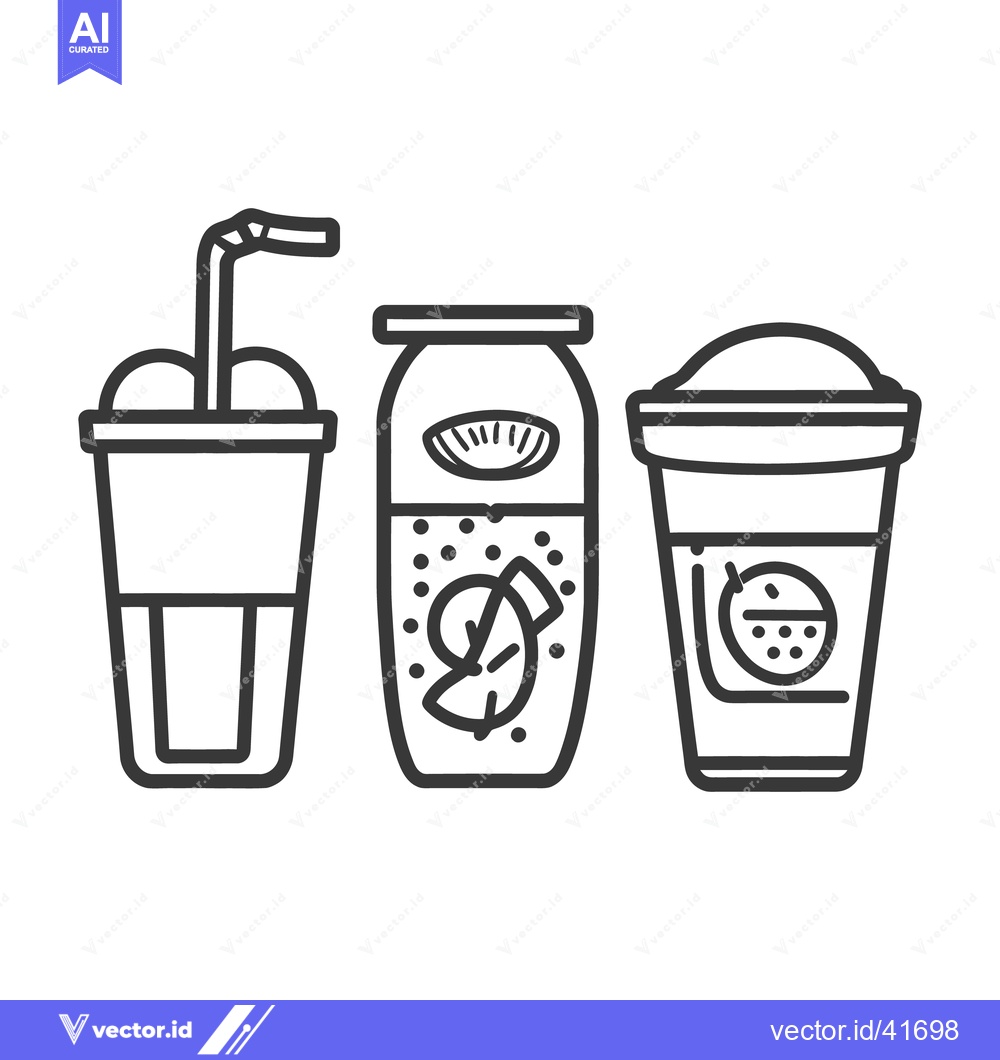 Premium Vector dari Three different beverages are displayed with varying cup styles