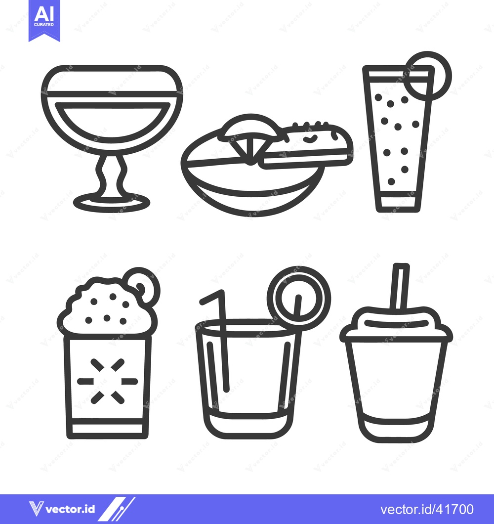 Premium Vector dari A collection of stylized food and drink beverage icons