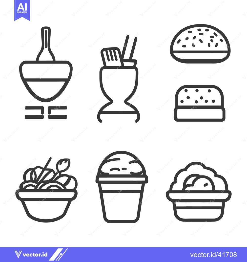 Premium Vector dari Simple black and white food icons representing different dining elemen