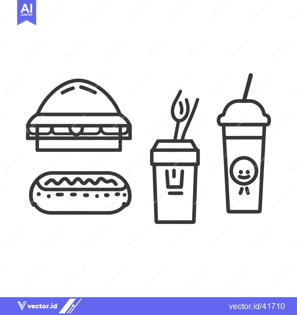Premium Vector dari A simple black and white illustration of fast food items