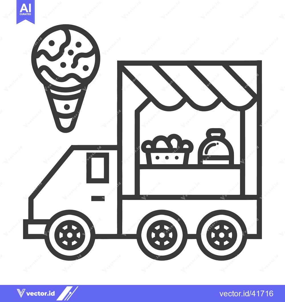 Premium Vector dari An illustration of a mobile food vendor vehicle selling treats