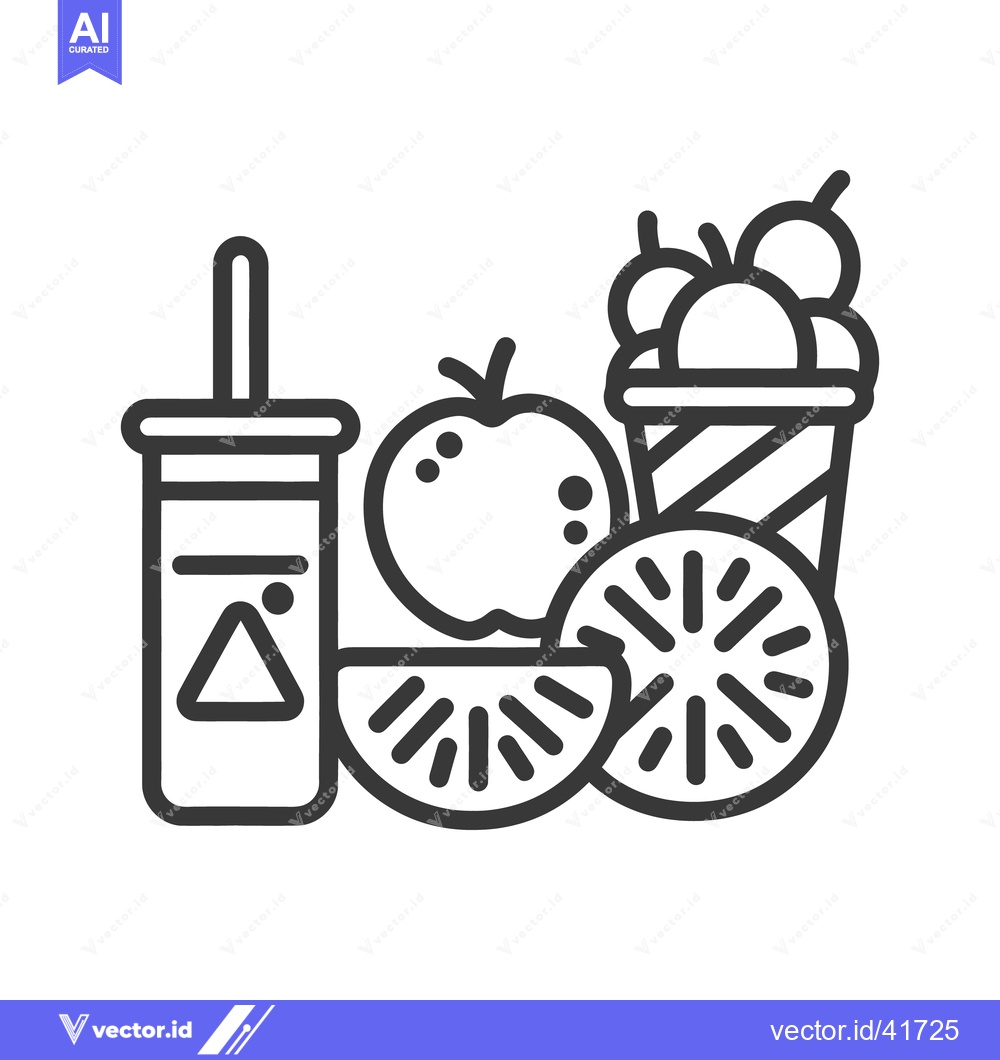 Premium Vector dari An illustrated collection of beverages and various fruit items